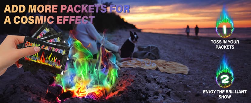 HGD (6 Pack) Magic Campfire Fire Color Changing Packets for Fire Pit, Indoor/Outdoor Fireplace, Bonfire - Rainbow Magical Flame, Camping Accessory, Compatible with Wood B0CHDSB1HB