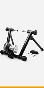 Alpcour Bike Trainer Stand for Indoor Riding – Portable Foldable Magnetic Stainless Steel Indoor Trainer, Noise Reduction, 6 Resistance Settings & Bag – Stationary Exercise for Road & Mountain Bikes