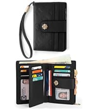 XINNSTAR Small Wallet for Women, Genuine Leather RFID Blocking Credit Card Holder Slim Compact Coin Purse Women's Wallets with ID Window 8 Card Slots