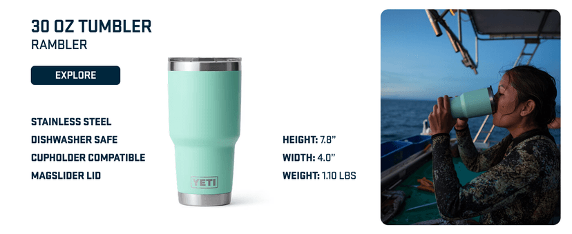 YETI Rambler 20 oz Stainless Steel Vacuum Insulated Tumbler w/MagSlider Lid