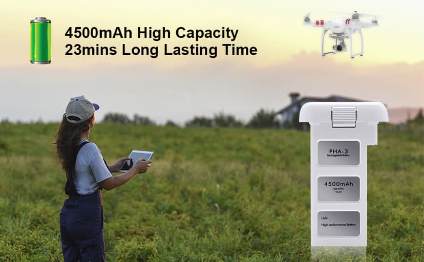 KUWATA Intelligent Flight Battery for DJI Phantom 3 Standard, Phantom 3 Professional, Phantom 3 Advanced, Phantom 3 SE, Phantom 3 4K, 4500mAh, Camera Drone Extended Battery