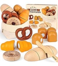 Wooden Play Food Toy Sets for Kids Kitchen Accessories Age 3 4 5 6 Wood Educational Toys Tea Sets for 3-5 Girl Birthday Gift 3 Year Old Princess Party B0CQ2PFTXC