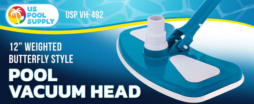 U.S. Pool Supply 12" Deluxe Weighted Butterfly Pool Vacuum Head, Swivel Hose Connection, Pole Handle, Protection Bumper - Clean Debris Above Ground & In-Ground Swimming Pools, Spas – Vinyl Liner Safe