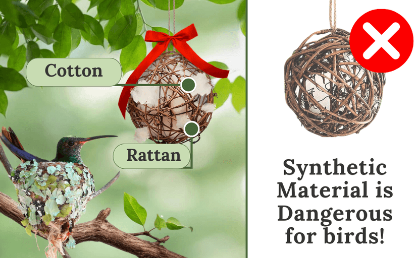 Hummingbird Nesters - Bird Nesting Material Holder for Wild Birds - Humming Bird House Materials Gifts for Bird Watching Nature Lovers - Refillable Outdoor Nesting Station to Build a Nest