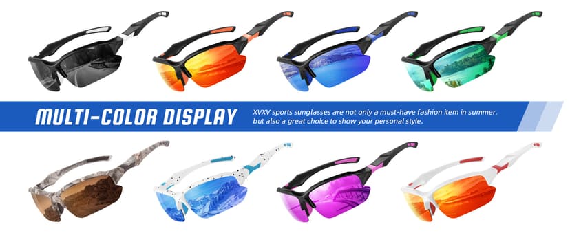 XVXV Polarized Sports Sunglasses for Men - UV Protection Half Frame Sun Glasses for Running Fishing