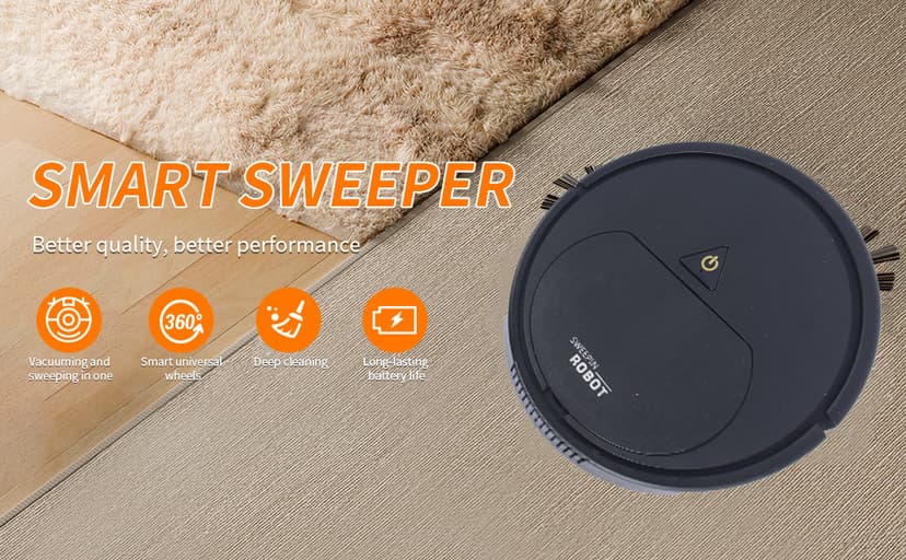 Robot Vacuum Cleaner, One-Touch Start, Slim Design, Rechargeable Robot Vacuum and Mop, Suitable for Cleaning Paper Scraps, Pet Hair and Hard Floors Pet Hair Specialist Robot Vacuum.