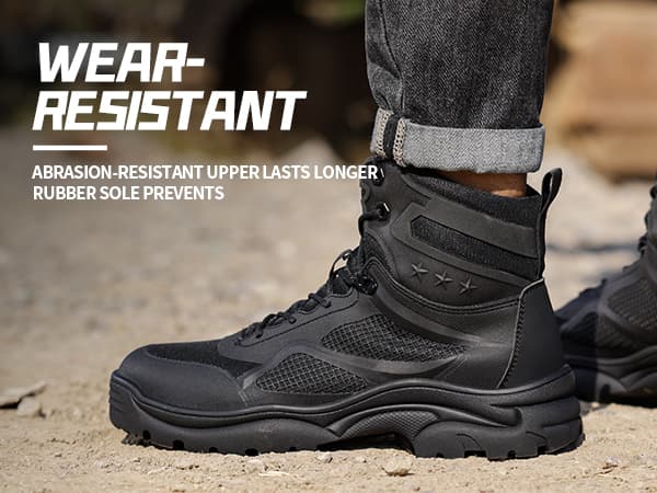 KGJIANDA Steel Toe Boots for Men Work Boots for Men Breathable High Top Work Shoes Lightweight Indestructible Safety Shoes Industry Construction Safety Footwear