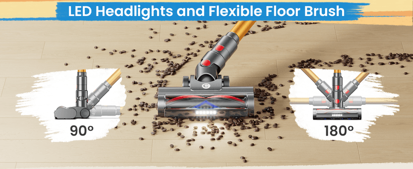 Cordless Vacuum Cleaner, 500W/45Kpa Vacuum Cleaners for Home with LED Display, 8 in 1 Lightweight Stick Vacuum with 60Min Runtime, Anti-tangle, Wall Mount Charging for HardFloor/Carpet/Pet Hair