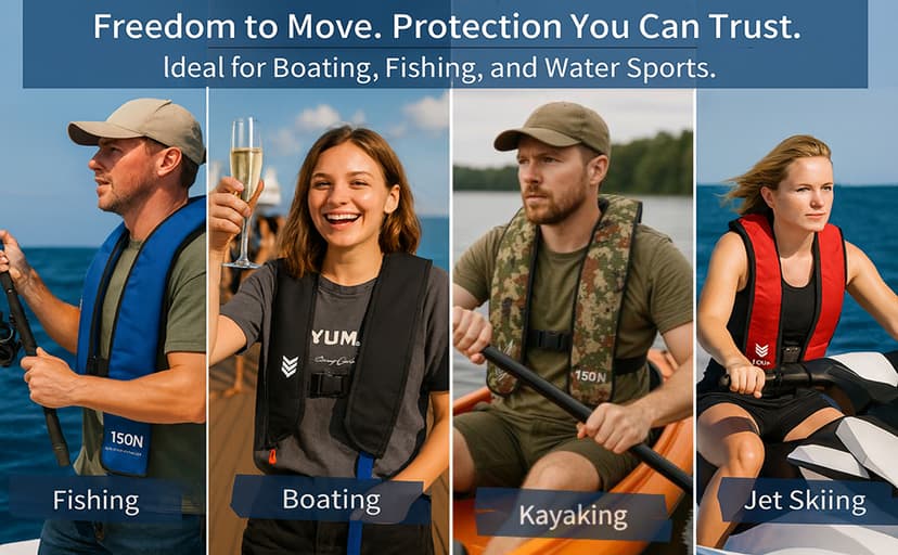 Inflatable-Life-Jacket| Lightweight Life-Vest for Adults| Automatic Inflatable-PFD| Supports up to 300 lbs