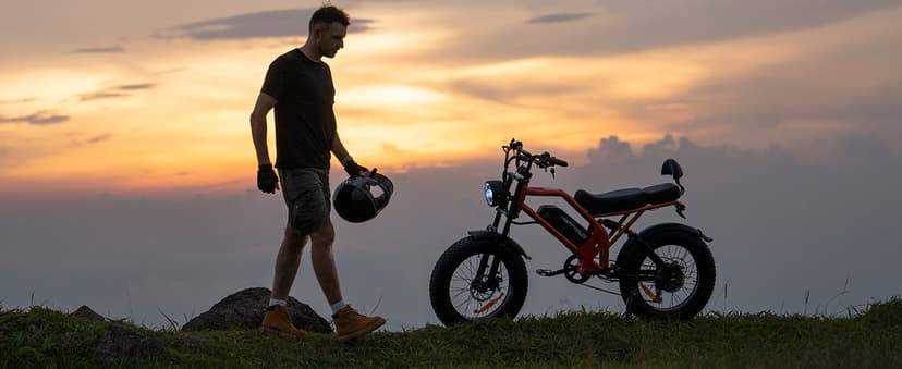 HAPPYRUN 1500W Electric Bike for Adults, 48V 18Ah Removable Battery, 20" Fat Tire E-Bike, 32MPH & 68+ Miles Range, 7-Speed Transmission, All-Terrain Mountain Ebike for Men & Women (Orange-red)