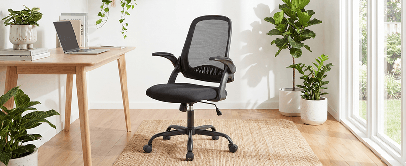 NEO CHAIR Office Chair Gaming Desk Computer Mesh Ergonomic Chair with Flip-up Arms Comfy Lumbar Support Adjustable Height Rolling Wheels Chair for Home Office (All Black)