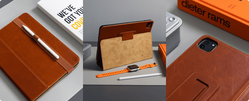 Casemade Real Leather Case Compatible with iPad Pro 13” M5 (2025)/M4 (2024) - Full-Grain Leather Cover, Auto Sleep/Wake, Dual Stand Position (Tan)