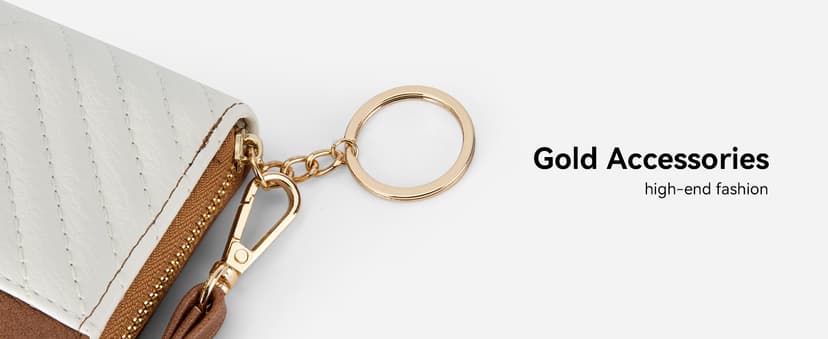 BOSTANTEN Credit Card Holder Wallet RFID Blocking Leather Small Wallet for Women Zipper Keychain Wallet with Wristlet Beige&Brown