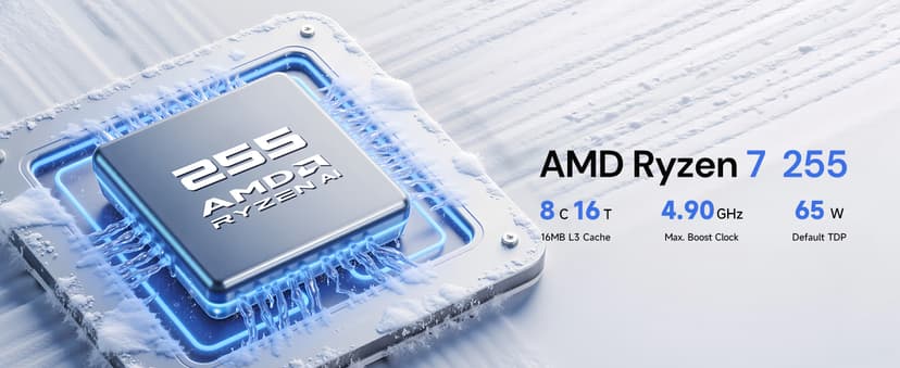 Reatan AI Oculink Mini Barebone PC AMD Ryzen 7 255 (8C/16T Upgraded 8745HS) Radeon 780M NO SSD & NO RAM & NO OS 8K Quad-Screen Display Desktop Gaming Mini Computers WiFi 7 BT:5.4 Built-in Speaker