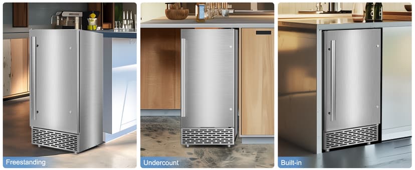 Under Counter Ice Maker, Ice Maker Machine Commercial, 120Lbs/24H with 35lbs Storage Bin, 40Pcs Cubes in 10Mins, Built in Ice Machine for Home Office Commercial
