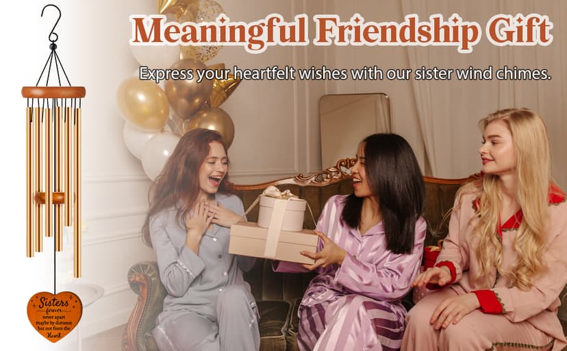 Sisters Gifts from Sister, Sister Birthday Gifts Wind Chime, Bestie Gift for Women, Unique Sisters Gift for Birthday, Christmas, Mothers Day, Wedding, Graduation, Garden Decoration