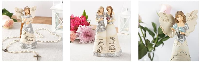 Pavilion 'Happy 80th Birthday' 82475 Elements Angels - Polyresin Birthday Angel Figurine - Silver Hand-Painted Remembrance and Keepsake Gift Angel for Grandmothers, Mothers, Aunts, Friends, Women