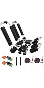 Kayak Roof Rack 2 Pairs Heavy Duty J-Bar Carrier Holder for Canoe, SUV, Cars, Truck, Surf Ski, Tie-Mount on Car Roof Top Crossbar for Trip - Includes 8 Pcs Ratchet, Set of 4