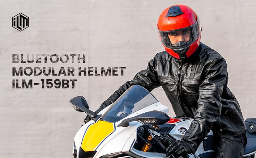 ILM 159BT Bluetooth Modular Motorcycle Helmet 2-3 Riders Intercom Full Face Flip up Casco DOT with Face Mask (MatteBlack, L)