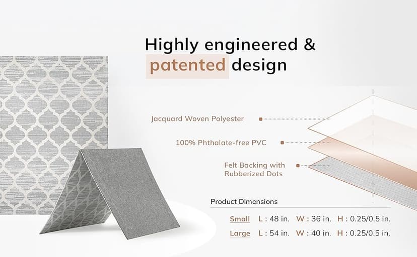 Anji Mountain Rug'd Office Chair Mat for Carpet & Hardwood Floor - Jacquard Woven, Anti-Slip Backing, Low Pile, Floor Protector Desk Chair Mat, Office Rugs for Rolling Chairs (Tamanrasset - 36" x 48")