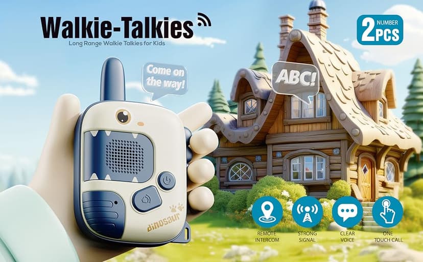 Dino Walkie Talkies for Kids,Dinosaur Toys for Kids 3-5-7,Toddler Kids Toys 2 Pack Birthday Gifts for 3 4 5 6 7 8 9 Year Old Boy Girls Toy for 3-12 Boys Outdoor Game,Easter Christmas Stocking Stuffers B0D9258QC7