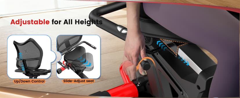 Recumbent Exercise Bike, Stationary Recumbent Exercise Bike for Home with Arm Exerciser, 16-Level Magnetic Resistance, Bluetooth App, LCD Monitor, Heart Rate, Heavy-Duty Frame