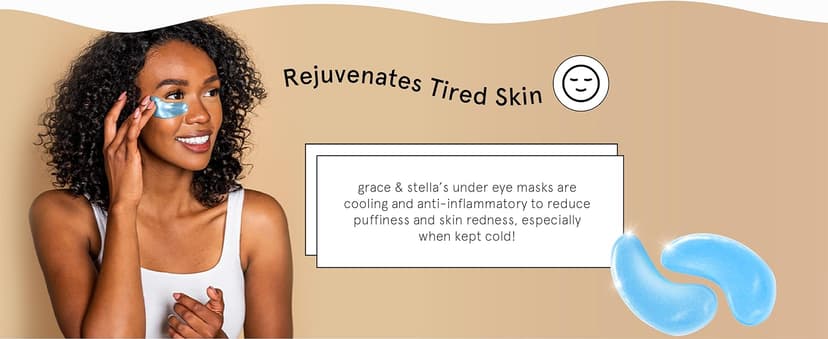 grace & stella Award Winning Under Eye Mask Reduce Dark Circles, Puffy Eyes, Undereye Bags, Wrinkles, Gel Under Eye Patches, Small Gifts for Women, Gifts Under 10 Dollars, Vegan (6 Pairs, Blue) B0C4G16NBX