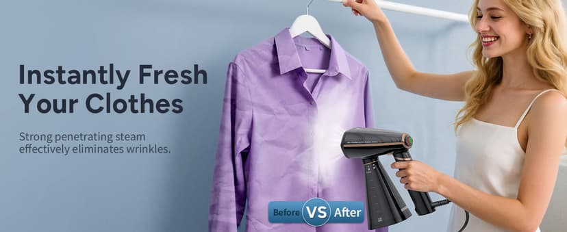 IRONDAY Steamer for Clothes, 1200W Portable Handheld Garment Steamer&Iron 2-in-1 with Fast Heat-up, Auto-Off, 350ml Water Tank, Powerful Foldable Handle Clothes Steamer Compact Size for Travel Home