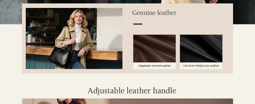 befen Genuine Leather Hobo Bags for Women, Top Grain Real Leather Women's Shoulder Bag Handbags Purses with Adjustable Strap