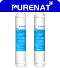 Inline Water Filter for Refrigerator and Ice Maker(2 Pack),1/4" Push Connect Post Carbon Filter Replacement for Reverse Osmosis Water System,Include 1/4" Water Line and Quick Connect Fittings