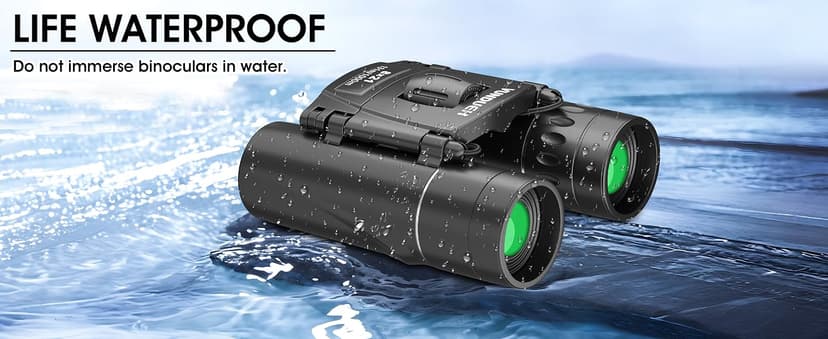 Mini Compact Binoculars for Adults and Kids - Waterproof High Powered Easy Focus Small Binocular, Ideal for Bird Watching, Hunting, Concert, Theater, Travel, Hiking, Sightseeing & Outdoor Sports