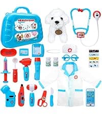 A gift for girls birthday Christmas, Encourages caring role play, builds confidence, stays neatly organized Meland Doctor Kit with Puppy for Girls, Pretend Play Toy Gift for Ages 3–6 B09PD6YWF1