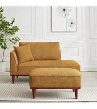 Upholstered Chaise Lounge Indoor for Living Room Bedroom Office Chaise Lounge Sofa:Boucle Fabric Modern Leisure Sofa Recliner Chair Sleeper Indoor (Boucle Cream)