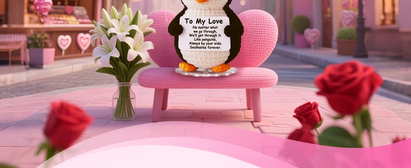 Love Crochet Couples Gifts for Boyfriend Girlfriend, Positive Emotional Support Handmade Penguin Crochet,Birthday Valentine's Day Wedding Anniversary Romantic Men Women, I Love You Gift for Him Her