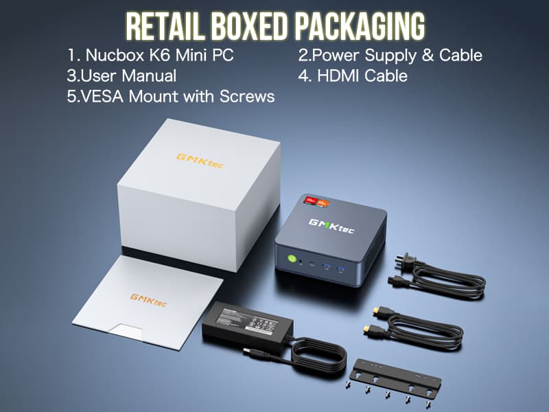 GMKtec Mini PC Gaming, K6 AMD Ryzen 7 7840HS Dual NIC LAN 2.5Gbps Desktop Computer, 32GB DDR5 (16GB*2) 1TB PCIe4.0 SSD, USB4.0, HDMI, DP, USB-C, WiFi 6E, BT 5.2