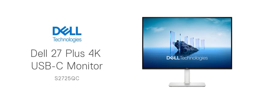 Dell 27 Plus 4K USB-C Monitor - S2725QC - 27-inch 4K (3840 x 2160) 120Hz 16:9 Display, AMD FreeSync Premium, sRGB 99%, Integrated Speakers, 1500:1 Contrast Ratio, Comfortview - Ash White