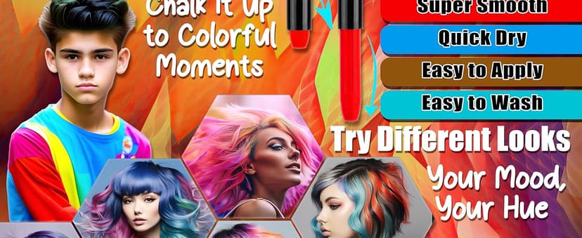 Jim&Gloria Dustless Hair Chalk Gifts for Girls Makeup Kit, Gift for Teen Girl Trendy Stuff, Kids, Teenage Tweens Teenager Temporary and Washable Color Dye Markers Age 7 8 9 10 11 12 13 14 Year Old Toy