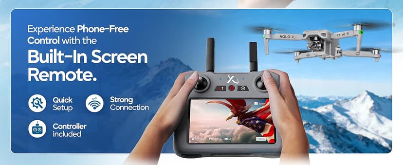 DCX Volo X EZ AI Drones – Drones with Camera for Adults 4k AI-Assisted Flight Control – FAA Approved Drone 4k Camera, 360° Obstacle Avoidance, U.S. Support – Beginner Drone for Adults