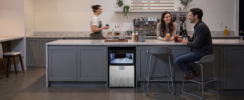 VEVOR Commercial Ice Maker Machine, 200 lbs/24h with 50 lbs Storage Capacity, Built-in/Freestanding/Under Counter, Stainless Steel Ice Maker with LED Display & Self-Cleaning, for Home Bar Restaurant