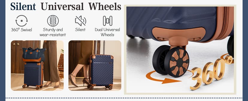 Cosbarn Luggage Sets 5 Piece with TSA Lock Spinner Wheels, Unisex Hard Case ABS Suitcase Set, Hardshell Lightweight Waterproof Travel Hardside Suitcases with Wheels for Women Men, Dark Blue