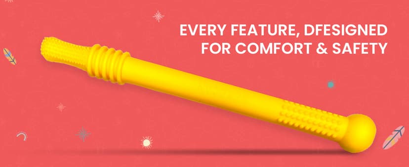 Bebecan Teething Sticks for Babies 36+ Months – Super Soft Silicone Teething Aids, Infant Oral Soothing Relief Back Molars, Multicolor 6-Pack