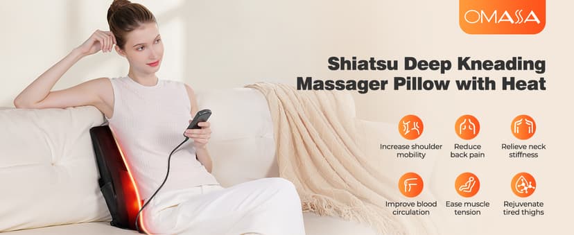 Shiatsu Neck Massager with Heat, 3D Kneading Back Massage Pillow for Pain Relief, Massagers for Neck and Back, Shoulder, Leg, Gifts for Men Women Mom Dad, Stress Relax at Home Office and Car