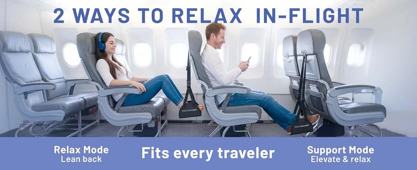 BASIC CONCEPTS Airplane Foot Hammock for Plane Travel Essentials - Airplane Travel Essentials, Long Flight Foot Rest - Plane Gadgets B07SK6ZFLM