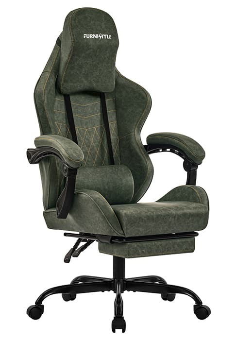 Gaming Chair with Footrest, Reclining Video Game Chairs for Adults with Lumbar Support, Linkage Armrests, Ergonomic Computer Chair for Gaming or Office, PU Black-White