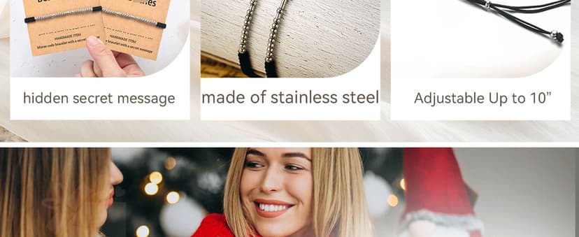 Shonyin Valentines Day Gift for Best Bitches Morse Code Bracelet Best Friend Gift for Women Funny Friendship Gift 2/3 PCS Christmas Friendsgiving Day Gift