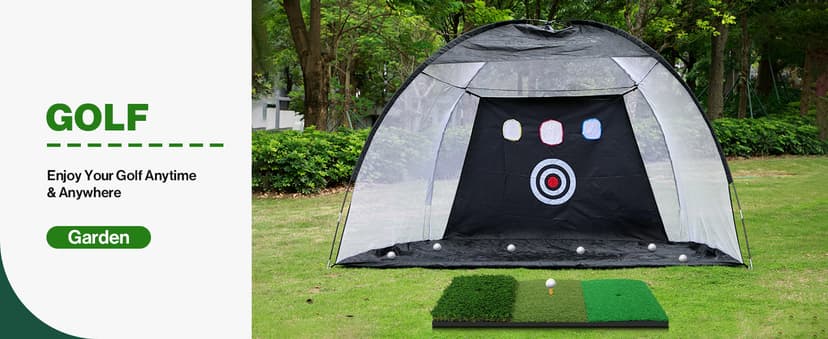 Golf Net: 10 x 7ft Golf Hitting Practice Net for Backyard Driving, Indoor & Outdoor Chipping Training Net with Mat, Targets & Balls, Ideal Gifts for Christmas Him Men Dad Husband Grandpa Boys Golfers