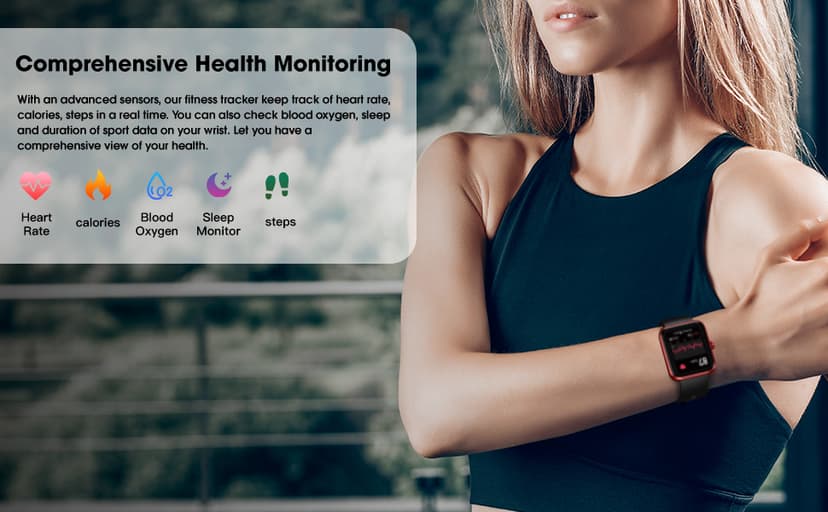 TYKOIT TYKOIT Smart Watch, Fitness Tracker with Heart Rate Monitor, Blood Oxygen, Sleep Tracker, 41mm Touchscreen Smartwatch for Android iOS Swimming Waterproof Pedometer Step Calories Tracker for Women Men