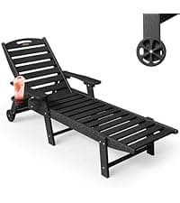 Oversized Outdoor Rocking Chair, HDPE All Weather Resistant Patio Rocking Chair, High Back Porch Rocking Chair, 380lbs Weight Capacity, Dark Grey