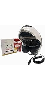 The Helmet Shop Half Helmet Headset Compatible with 5-Pin Honda Goldwing, Yamaha, and Kawasaki Audio Systems | Fits Most Half Helmets | Ear Protection from Wind Noise and Cold Weather