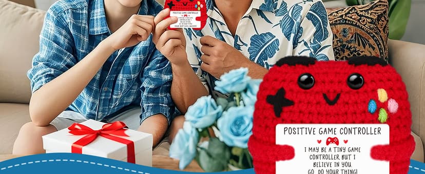 Gamer Gifts for Teen Boy, Positive Crochet Controller Gifts for Son Boyfriend Birthday, Gamer Gift for Teenage Boy, Boy Room Decor, Gaming Accessories for Kids Christmas B0F6YF4TJS
